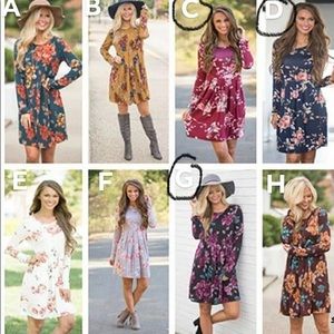 Long Sleeve Floral Dresses w/pockets.